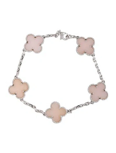 Pre-owned Van Cleef & Arpels Vintage Alhambra 5 Motif Bracelet, 6.5" In Pink