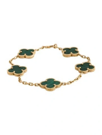 Pre-owned Van Cleef & Arpels Vintage Alhambra 5 Motif Bracelet, 6.75" In Multicolor