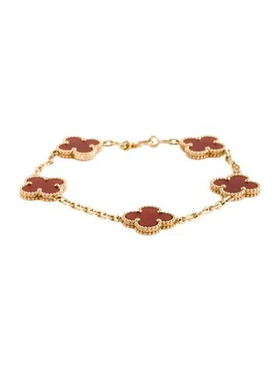 Pre-owned Van Cleef & Arpels Vintage Alhambra 5 Motif Bracelet, 7" In Multi
