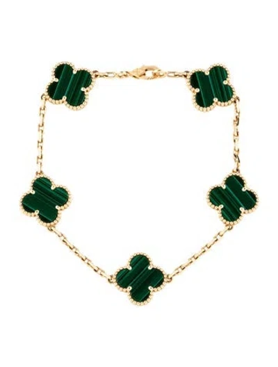 Pre-owned Van Cleef & Arpels Vintage Alhambra 5 Motif Bracelet, 7" In Multi