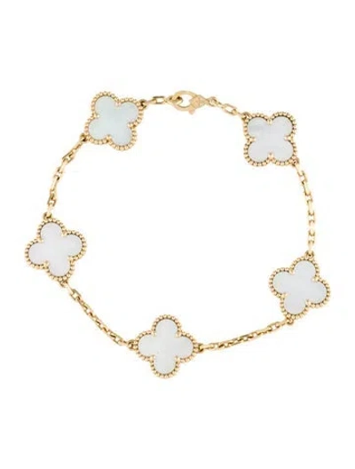 Pre-owned Van Cleef & Arpels Vintage Alhambra 5 Motif Bracelet, 7" In Multicolor