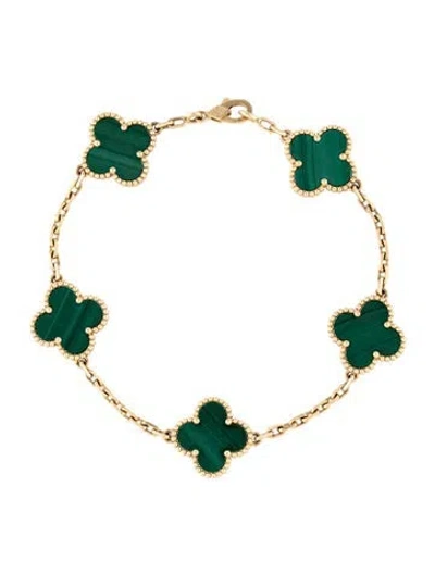 Pre-owned Van Cleef & Arpels Vintage Alhambra 5 Motif Bracelet, 7" In Multicolor