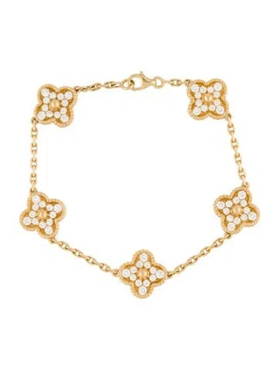 Pre-owned Van Cleef & Arpels Vintage Alhambra 5 Motif Bracelet, 7.25" In Multi