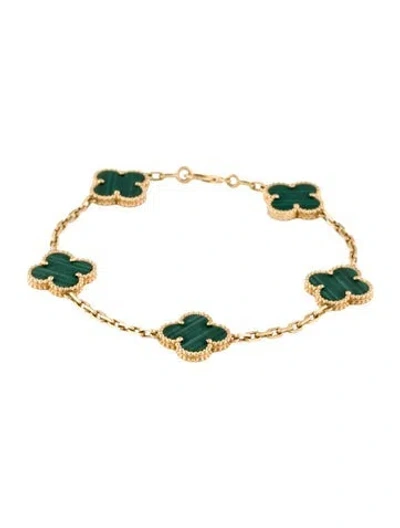 Pre-owned Van Cleef & Arpels Vintage Alhambra 5 Motif Bracelet, 7.25" In Multi