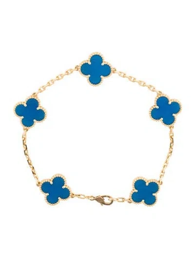 Pre-owned Van Cleef & Arpels Vintage Alhambra 5 Motif Bracelet, 7.5" In Multicolor