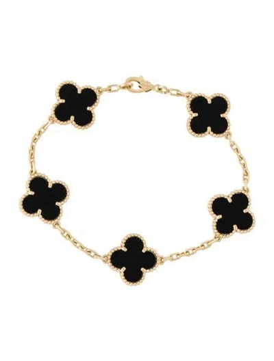 Pre-owned Van Cleef & Arpels Vintage Alhambra 5 Motif Bracelet In Multi