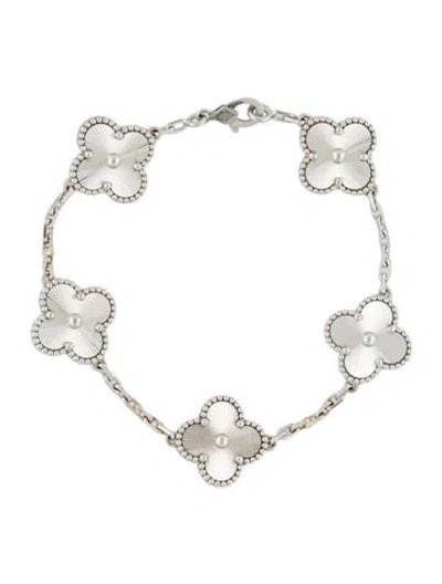 Pre-owned Van Cleef & Arpels Vintage Alhambra 5 Motif Guilloche Bracelet, 6", 6" In Multi