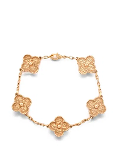 Pre-owned Van Cleef & Arpels Vintage Alhambra 5 Motifs 18k Rose Gold Bracelet In Pink