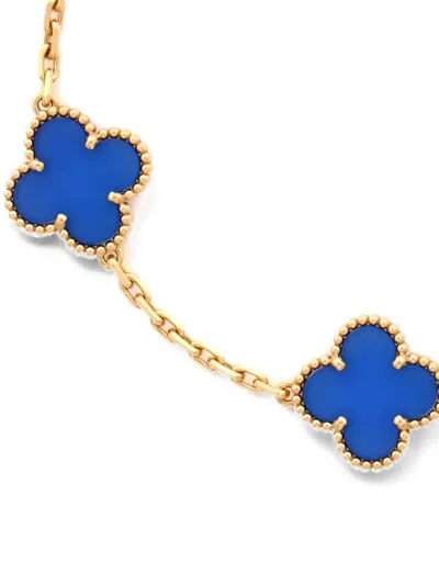 Pre-owned Van Cleef & Arpels Vintage Alhambra 5 Motifs 18k Yellow Gold And Agate Bracelet