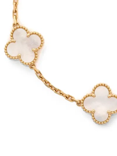 Pre-owned Van Cleef & Arpels Vintage Alhambra 5 Motifs 18k Yellow Gold And Mother Of Pearl Bracelet