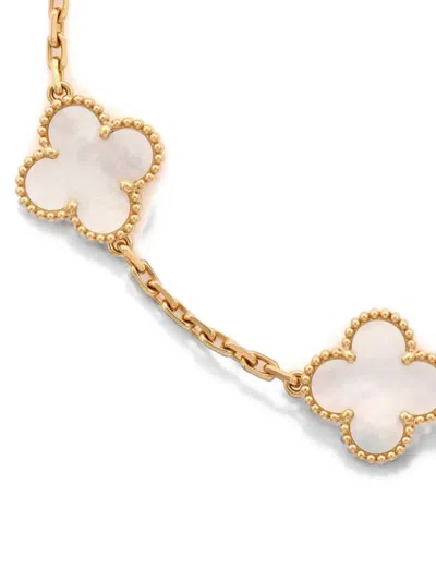 Pre-owned Van Cleef & Arpels Vintage Alhambra 5 Motifs 18k Yellow Gold And Mother Of Pearl Bracelet