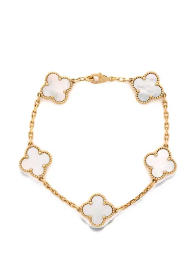 Pre-owned Van Cleef & Arpels Vintage Alhambra 5 Motifs 18k Yellow Gold And Mother Of Pearl Bracelet