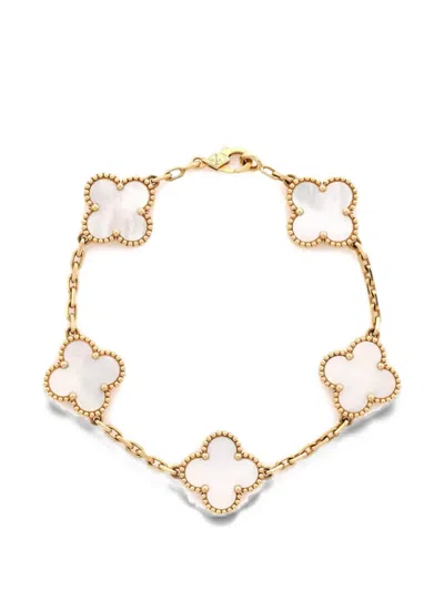 Pre-owned Van Cleef & Arpels Vintage Alhambra 5 Motifs 18k Yellow Gold And Mother Of Pearl Bracelet