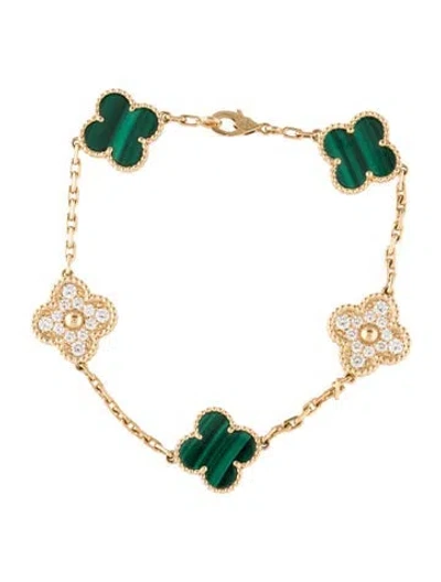 Pre-owned Van Cleef & Arpels Vintage Alhambra 5 Motifs Bracelet, 7.25" In Multi