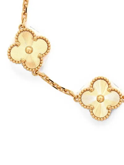 Pre-owned Van Cleef & Arpels Vintage Alhambra 5 Motifs Guilloche 18k Yellow Gold Bracelet