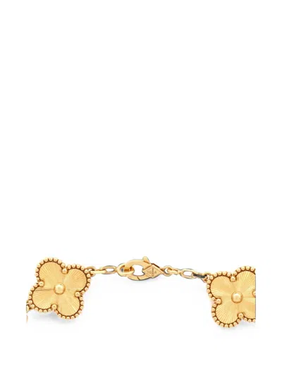 Pre-owned Van Cleef & Arpels Vintage Alhambra 5 Motifs Guilloche 18k Yellow Gold Bracelet