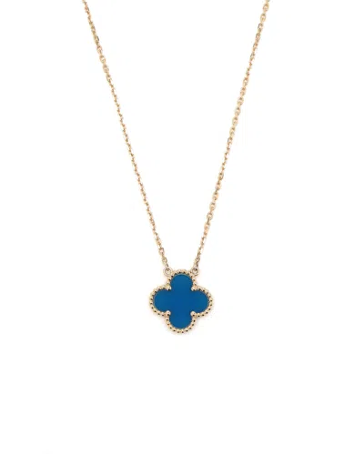 Van Cleef & Arpels Vintage Alhambra Blue Agate Necklace