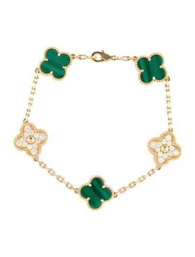 Pre-owned Van Cleef & Arpels Vintage Alhambra Bracelet, 5 Motif, 7" In Multi