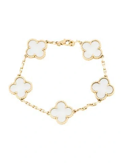Pre-owned Van Cleef & Arpels Vintage Alhambra Bracelet, 5 Motifs, 5.75" In Multi