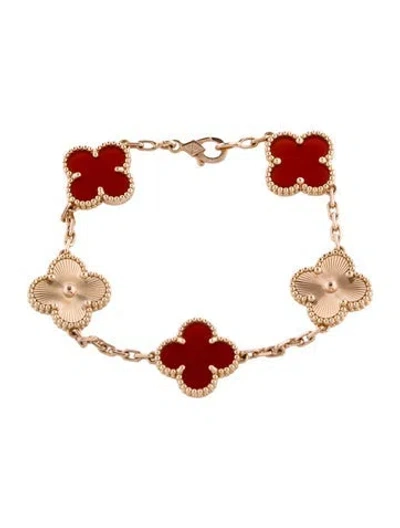 Pre-owned Van Cleef & Arpels Vintage Alhambra Bracelet, 5 Motifs, 6" In Multi