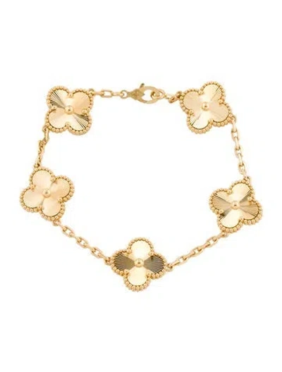 Pre-owned Van Cleef & Arpels Vintage Alhambra Bracelet, 5 Motifs, 6.25" In Multi