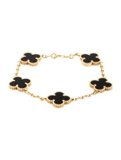 Pre-owned Van Cleef & Arpels Vintage Alhambra Bracelet, 5 Motifs, 6.25" In Multicolor