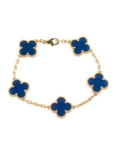 Pre-owned Van Cleef & Arpels Vintage Alhambra Bracelet, 5 Motifs, 6.25" In Multicolor