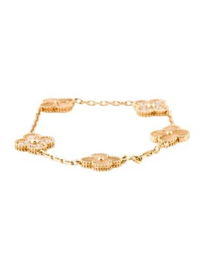 Pre-owned Van Cleef & Arpels Vintage Alhambra Bracelet, 5 Motifs, 6.5" In Multi