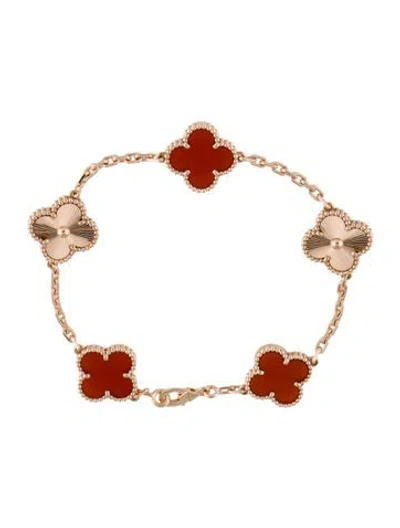 Pre-owned Van Cleef & Arpels Vintage Alhambra Bracelet, 5 Motifs, 6.75" In Multi