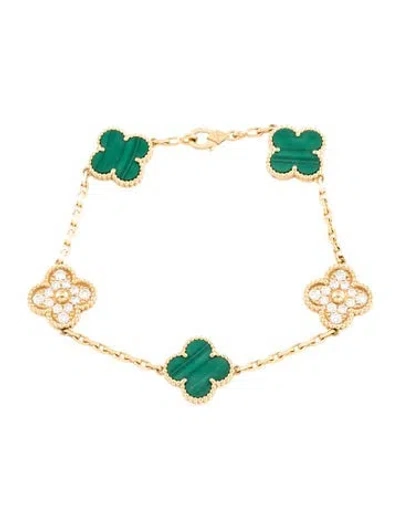 Pre-owned Van Cleef & Arpels Vintage Alhambra Bracelet, 5 Motifs, 6.75" In Multicolor