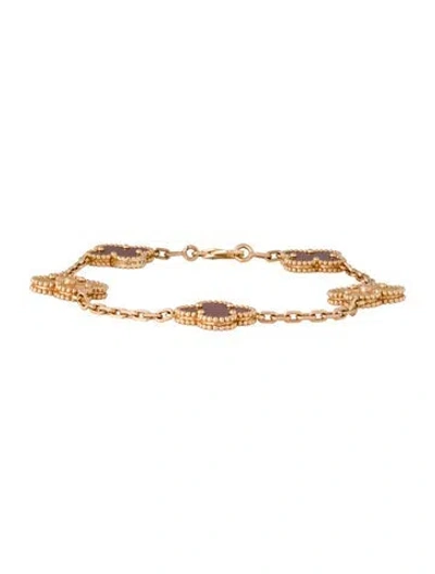 Pre-owned Van Cleef & Arpels Vintage Alhambra Bracelet, 5 Motifs, 7" In Multi