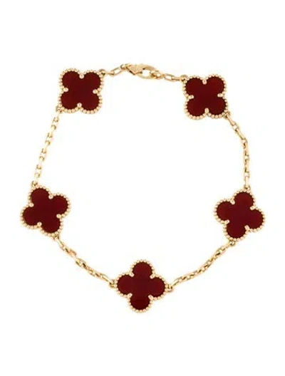 Pre-owned Van Cleef & Arpels Vintage Alhambra Bracelet, 5 Motifs, 7" In Multi