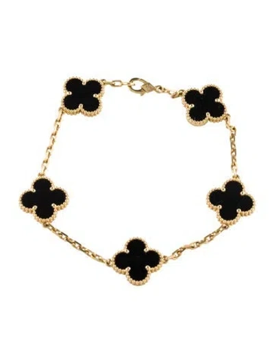 Pre-owned Van Cleef & Arpels Vintage Alhambra Bracelet, 5 Motifs, 7" In Multi