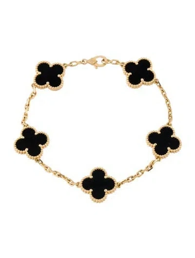 Pre-owned Van Cleef & Arpels Vintage Alhambra Bracelet, 5 Motifs, 7" In Multi