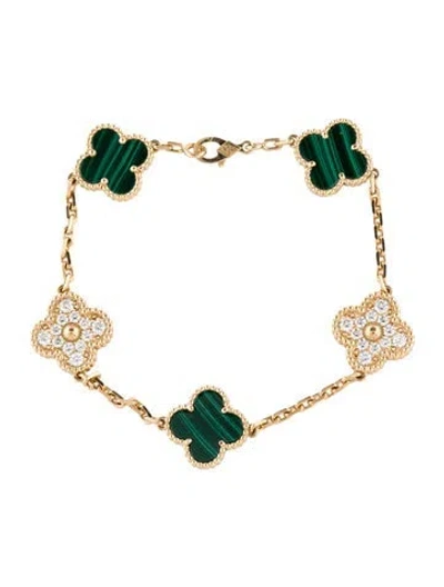 Pre-owned Van Cleef & Arpels Vintage Alhambra Bracelet, 5 Motifs, 7" In Multi