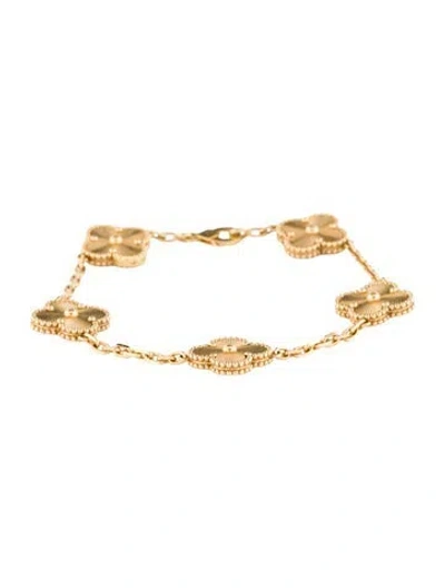 Pre-owned Van Cleef & Arpels Vintage Alhambra Bracelet, 5 Motifs, 7" In Multi