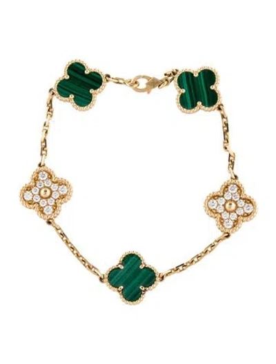 Pre-owned Van Cleef & Arpels Vintage Alhambra Bracelet, 5 Motifs, 7" In Multi