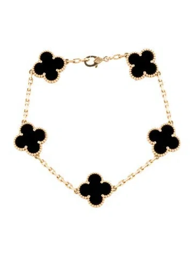 Pre-owned Van Cleef & Arpels Vintage Alhambra Bracelet, 5 Motifs, 7" In Multi