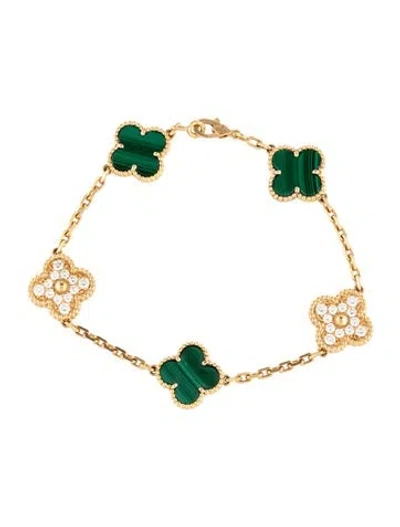 Pre-owned Van Cleef & Arpels Vintage Alhambra Bracelet, 5 Motifs, 7" In Multicolor