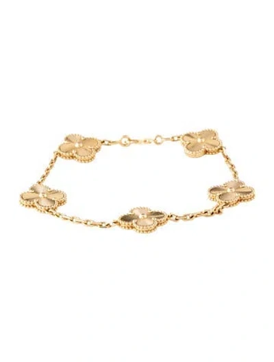 Pre-owned Van Cleef & Arpels Vintage Alhambra Bracelet, 5 Motifs, 7" In Multicolor