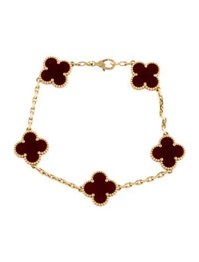Pre-owned Van Cleef & Arpels Vintage Alhambra Bracelet, 5 Motifs, 7" In Multicolor