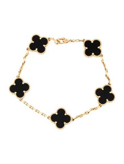 Pre-owned Van Cleef & Arpels Vintage Alhambra Bracelet, 5 Motifs, 7" In Multicolor