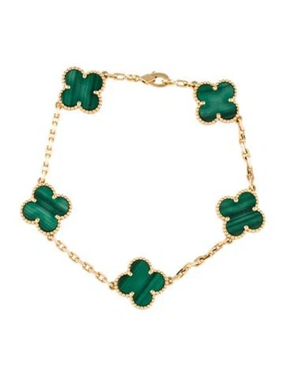 Pre-owned Van Cleef & Arpels Vintage Alhambra Bracelet, 5 Motifs, 7.25" In Multi