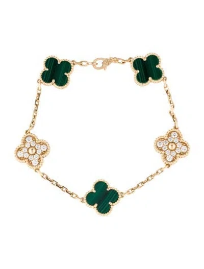 Pre-owned Van Cleef & Arpels Vintage Alhambra Bracelet, 5 Motifs, 7.25" In Multi