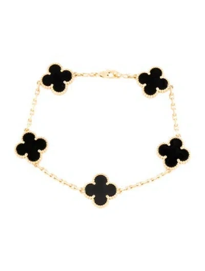 Pre-owned Van Cleef & Arpels Vintage Alhambra Bracelet, 5 Motifs, 7.25" In Multi