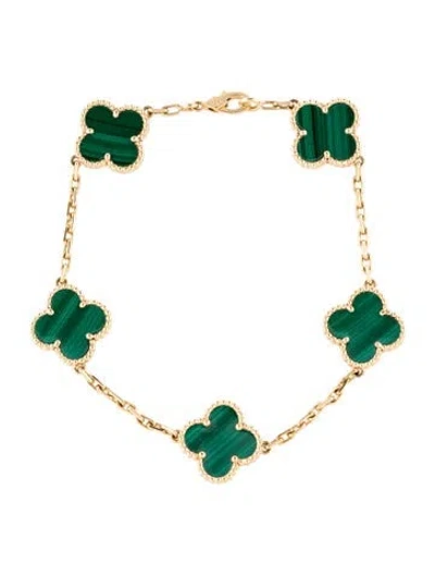 Pre-owned Van Cleef & Arpels Vintage Alhambra Bracelet, 5 Motifs, 7.25" In Multi