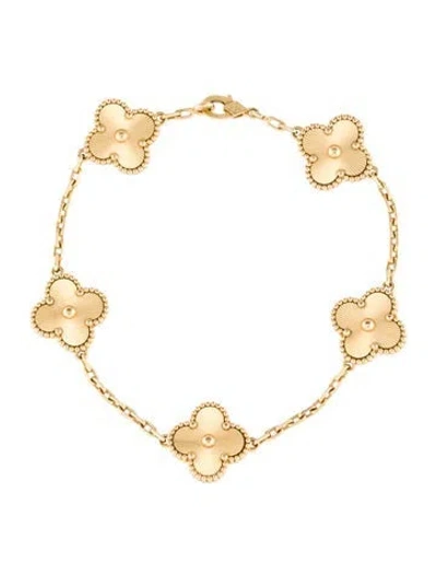 Pre-owned Van Cleef & Arpels Vintage Alhambra Bracelet, 5 Motifs, 7.25" In Multicolor