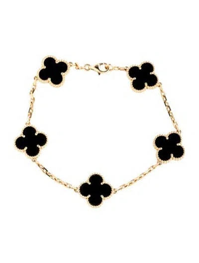 Pre-owned Van Cleef & Arpels Vintage Alhambra Bracelet, 5 Motifs, 7.25" In Multicolor