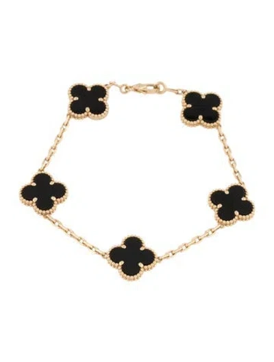 Pre-owned Van Cleef & Arpels Vintage Alhambra Bracelet, 5 Motifs, 7.25" In Multicolor