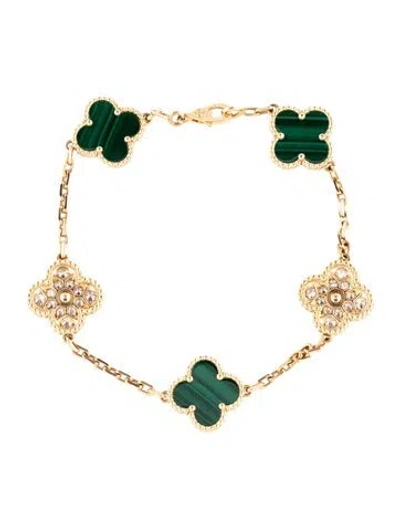 Pre-owned Van Cleef & Arpels Vintage Alhambra Bracelet, 5 Motifs, 7.5" In Multi